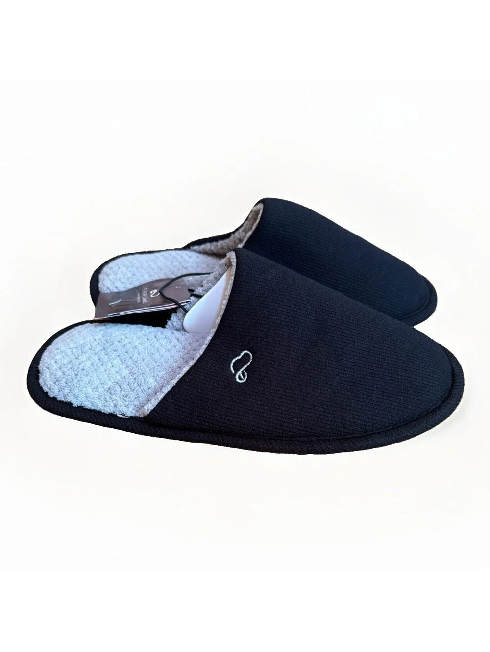 NWT NEW Everfoams Men’s Black House Mule Slippers Memory Foam Medium 9 10